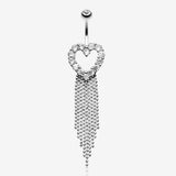 Heart Sparkle Showers Belly Button Ring-Clear Gem