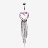 Heart Sparkle Showers Belly Button Ring-Pink