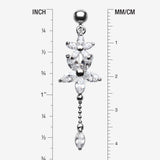 Detail View 1 of Luscious Flowers Droplets Belly Ring-Clear Gem