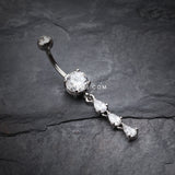 Detail View 2 of Sweet Cascading Gems Belly Button Ring-Clear Gem
