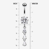 Detail View 1 of Sweet Cascading Gems Belly Button Ring-Clear Gem