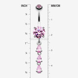 Detail View 1 of Sweet Cascading Gems Belly Button Ring-Pink