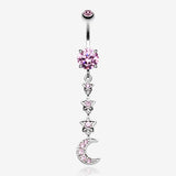 Stars' Journey to the Moon Belly Button Ring-Pink