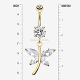 Detail View 1 of Friendly Butterfly Belly Button RIng-Clear Gem