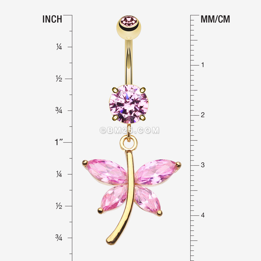 Detail View 1 of Friendly Butterfly Belly Button RIng-Pink