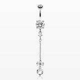 Bow and Gem Droplet Belly Button Ring-Clear