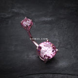 Detail View 2 of Colorline Gem Prong Sparkle Belly Button Ring-Pink