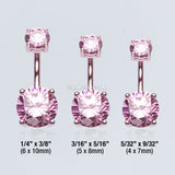 Detail View 3 of Colorline Gem Prong Sparkle Belly Button Ring-Pink