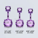 Detail View 3 of Colorline Gem Prong Sparkle Belly Button Ring-Purple