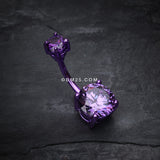 Detail View 2 of Colorline Gem Prong Sparkle Belly Button Ring-Purple