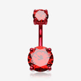 Colorline Gem Prong Sparkle Belly Button Ring-Red