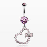 Glam Heart Bow-Tie Belly Button Ring-Pink