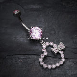 Glam Heart Bow-Tie Belly Button Ring-Pink