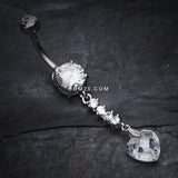 Detail View 2 of Heart Droplet Belly Button Ring-Clear Gem
