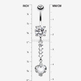 Detail View 1 of Heart Droplet Belly Button Ring-Clear Gem
