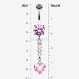 Detail View 1 of Heart Droplet Belly Button Ring-Pink