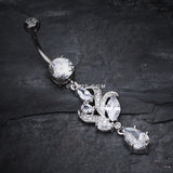 Detail View 2 of Elegant Luster Vines Belly Button Ring-Clear Gem