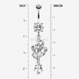 Detail View 1 of Elegant Luster Vines Belly Button Ring-Clear Gem