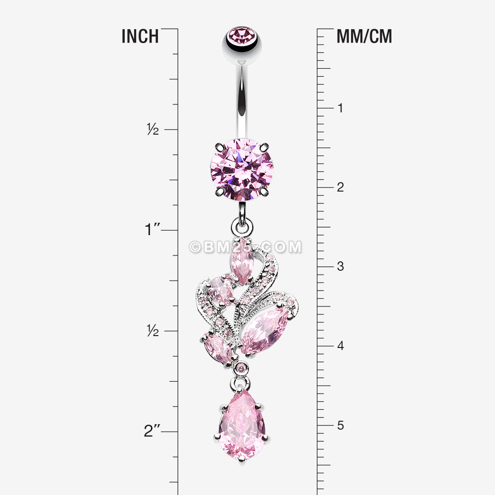 Detail View 1 of Elegant Luster Vines Belly Button Ring-Pink