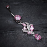 Detail View 2 of Elegant Luster Vines Belly Button Ring-Pink