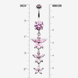 Detail View 1 of Shimmering Flower Cascade Belly Ring-Pink