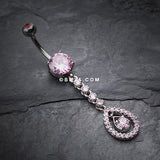 Elegant Teardrop Sparkle Belly Ring-Pink