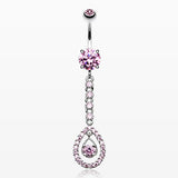 Elegant Teardrop Sparkle Belly Ring-Pink