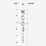 Detail View 1 of Enchanting Heart Cascade Belly Ring-Clear Gem