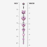 Detail View 1 of Enchanting Heart Cascade Belly Ring-Pink