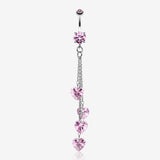 Heart Crystal Drops Belly Ring