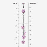 Detail View 1 of Heart Crystal Drops Belly Ring-Pink