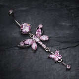 Detail View 2 of Shimmering Dragonfly Butterfly Sparkle Belly Ring -Pink