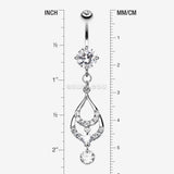 Detail View 1 of Layered Teardrop Sparkle Belly Ring-Clear Gem