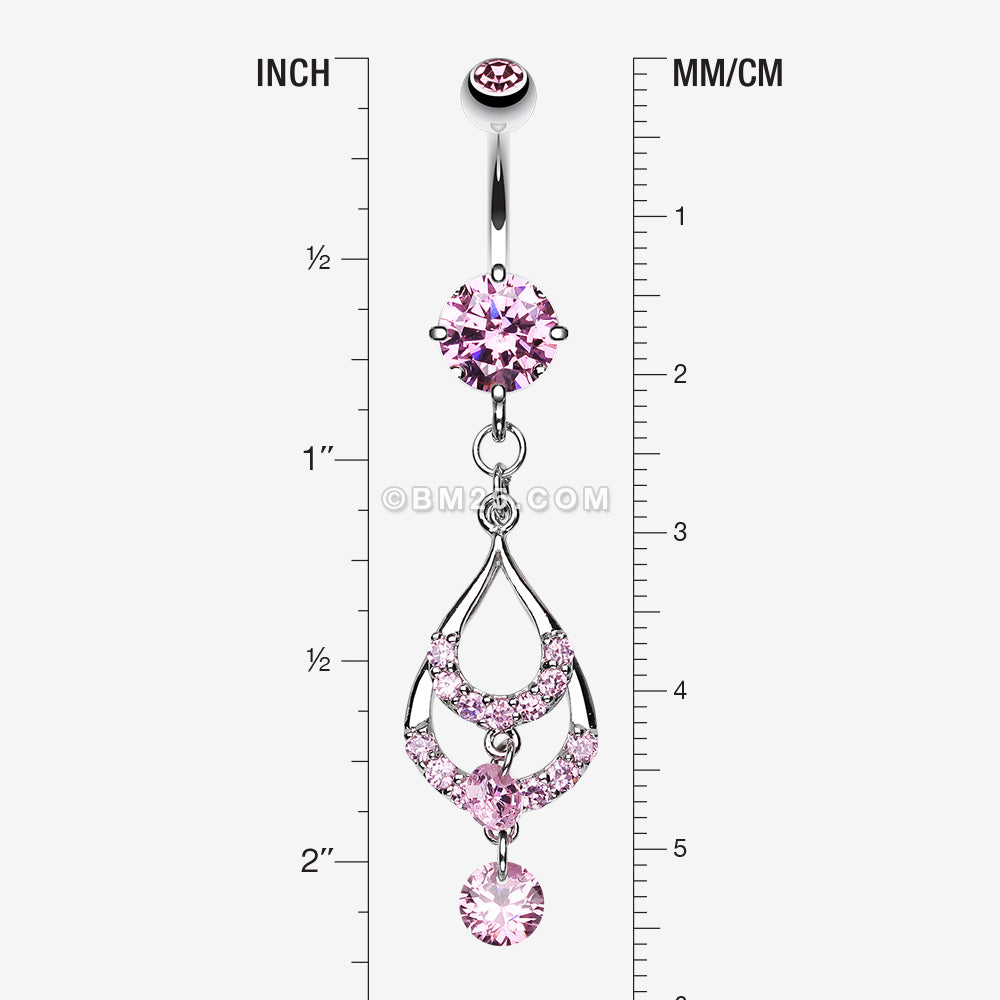 Detail View 1 of Layered Teardrop Sparkle Belly Ring-Pink