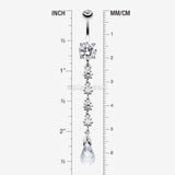 Detail View 1 of Opulent Crystalline Droplets Belly Button Ring -Clear Gem