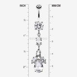 Detail View 1 of Elegant Marquise Teardrop Crystalline Belly Button Ring-Clear Gem