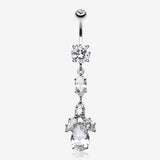 Elegant Marquise Teardrop Crystalline Belly Button Ring-Clear Gem