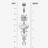 Detail View 1 of Double Glam Butterfly Belly Button Ring-Clear Gem