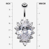Detail View 1 of Sparkle Dazzle Droplet Multi Gem Belly Button Ring-Clear Gem