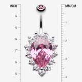 Detail View 1 of Sparkle Dazzle Droplet Multi Gem Belly Button Ring-Pink/Clear