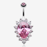 Sparkle Dazzle Droplet Multi Gem Belly Button Ring