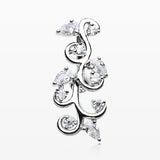 Delicate Crystal Vine Reverse Belly Button Ring