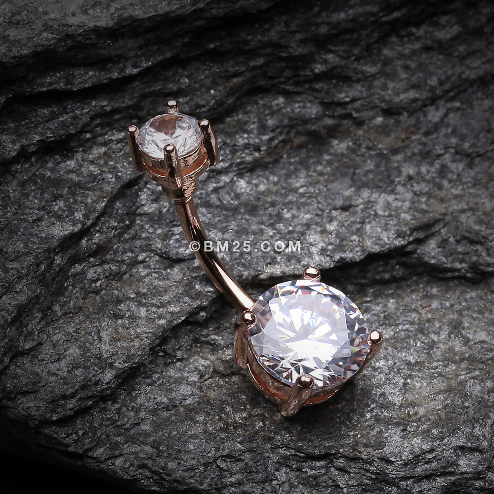 Rose Gold Classic Sparkle Gem Belly Button Ring-Clear Gem - Rose Gold ...