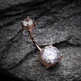 Detail View 2 of Rose Gold Classic Sparkle Gem Belly Button Ring-Clear Gem
