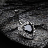 Detail View 2 of Heart Extravagant Belly Button Ring-Black/Clear