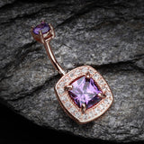 Detail View 2 of Rose Gold Sparkle Essentia Belly Button Ring-Purple/Clear