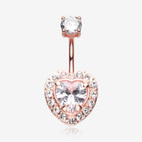 Rose Gold Brilliant Heart Sparkle Belly Button Ring