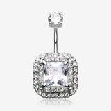 Princess Magnificent Sparkle Belly Button Ring-Clear Gem