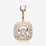 Golden Princess Magnificent Sparkle Belly Button Ring-Clear Gem