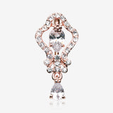 Rose Gold Hera Sparkle Reverse Belly Button Ring-Clear Gem